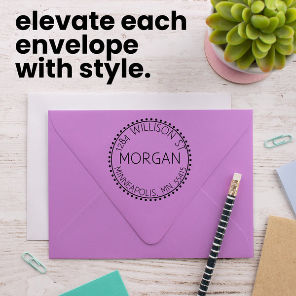 Dotted Circle Address Stamp