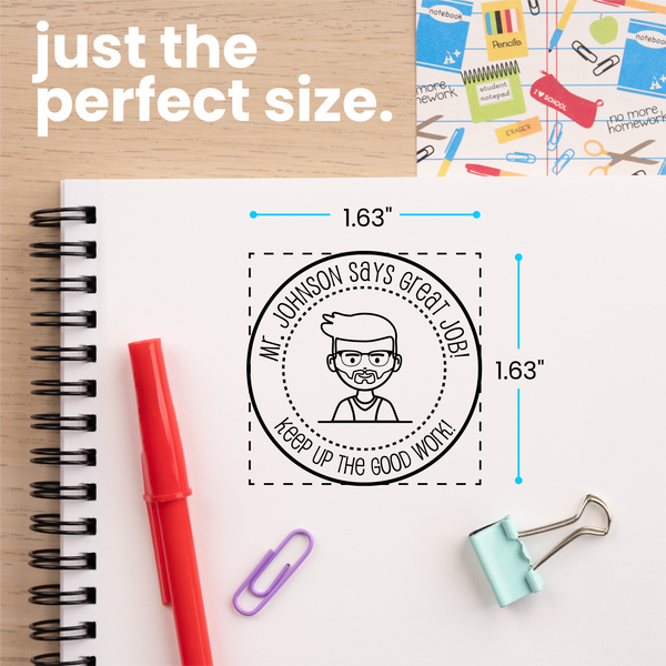 Custom Great Job Round Avatar Teacher Stamp