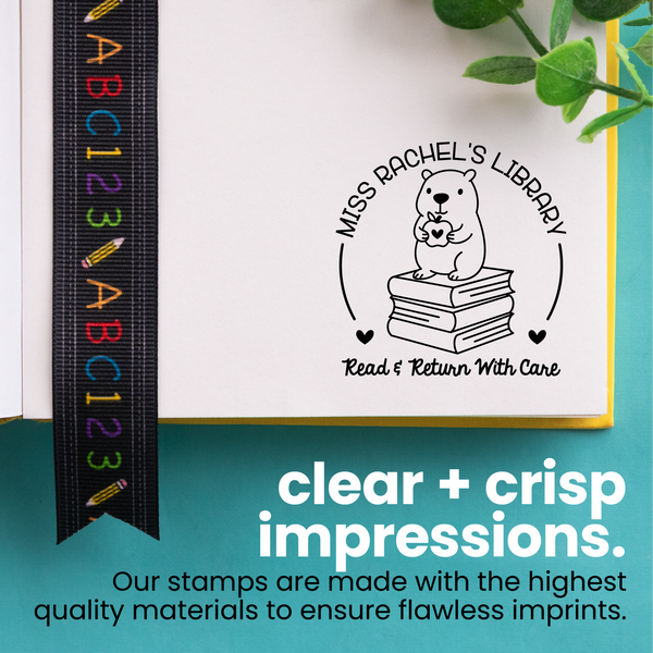 Book Buddies Capybara Stack Library Stamp
