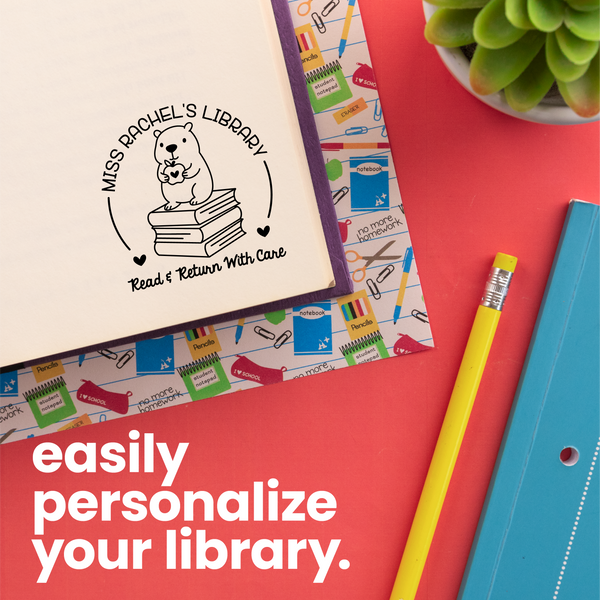 Book Buddies Capybara Stack Library Stamp