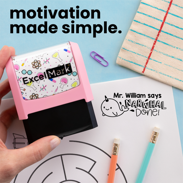 Puns of Praise Narwhal Teacher Stamp