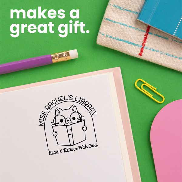 Book Buddies Cat Library Stamp