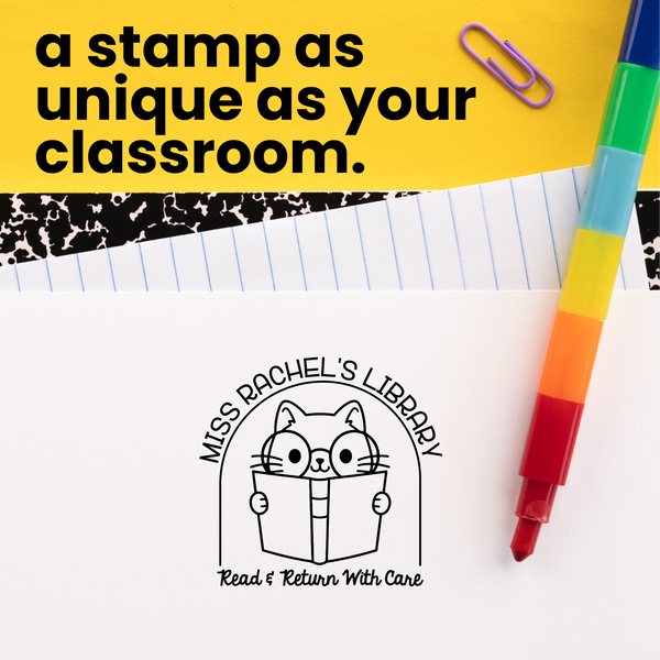 Book Buddies Cat Library Stamp