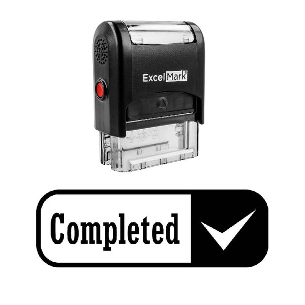 Round Box Checkmark COMPLETED Stamp