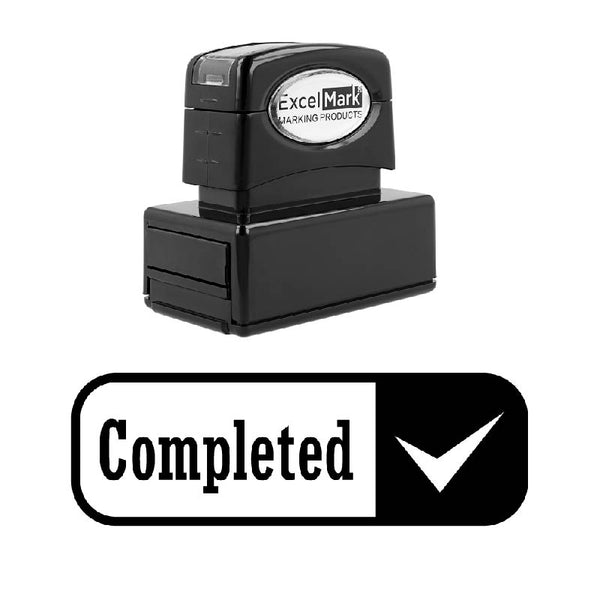 Round Box Checkmark COMPLETED Stamp