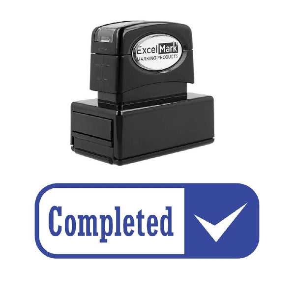 Round Box Checkmark COMPLETED Stamp