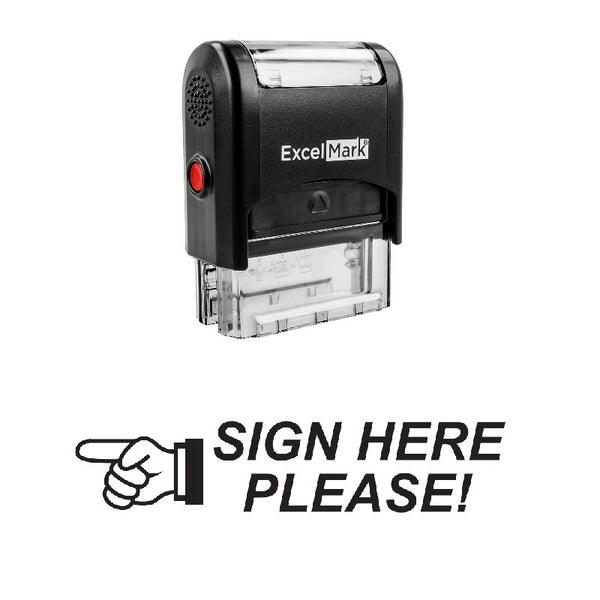 Left SIGN HERE PLEASE! Stamp