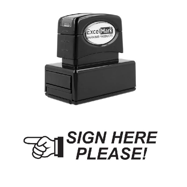 Left SIGN HERE PLEASE! Stamp