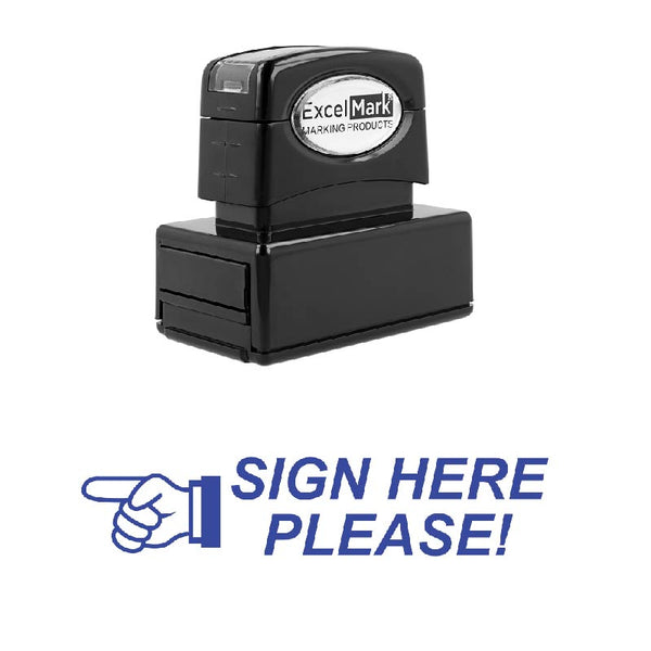 Left SIGN HERE PLEASE! Stamp