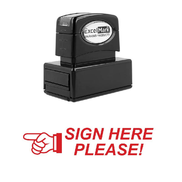 Left SIGN HERE PLEASE! Stamp