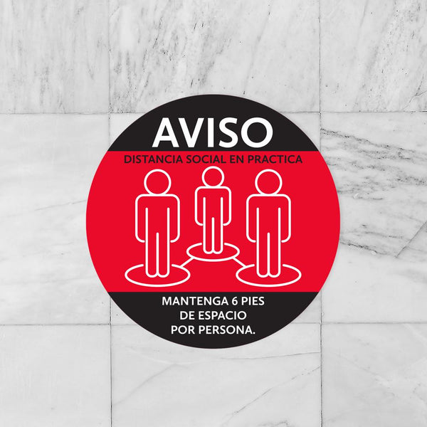 Calcomanías De Piso De Distancia Social En Uso