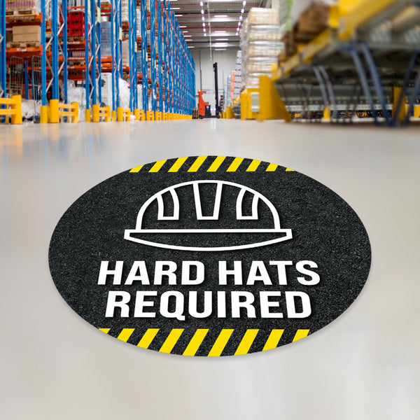 Hard Hats Required Floor Decal