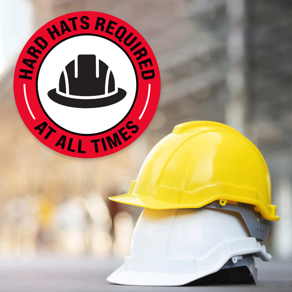 Hard Hats Required At All Times Floor Decal