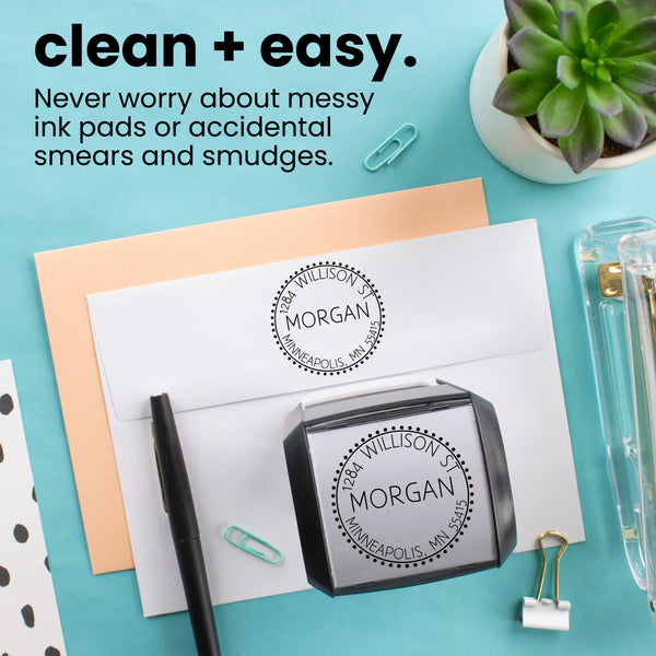 Dotted Circle Address Stamp