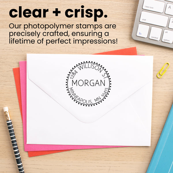 Dotted Circle Address Stamp