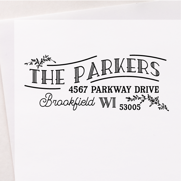 Antique Foliage Rectangle Address Stamp