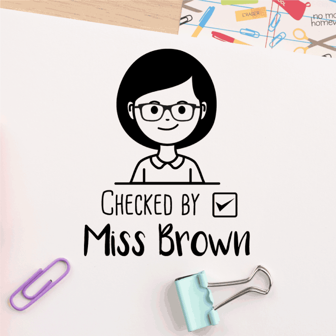 Custom Checked By Avatar Teacher Stamp
