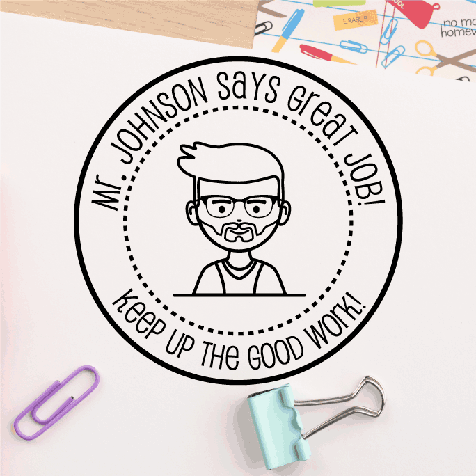Custom Great Job Round Avatar Teacher Stamp