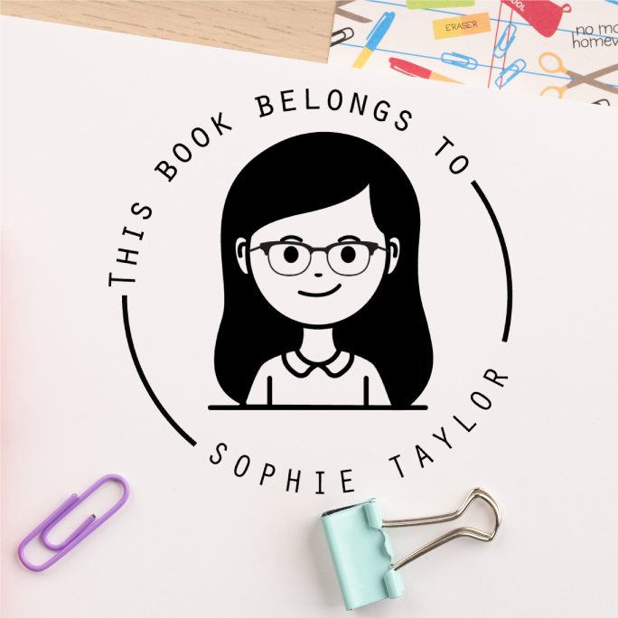 Custom This Book Belongs to Avatar Teacher Stamp