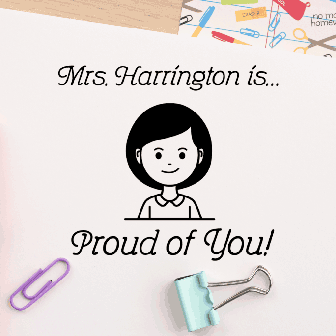 Custom Proud of You Avatar Teacher Stamp
