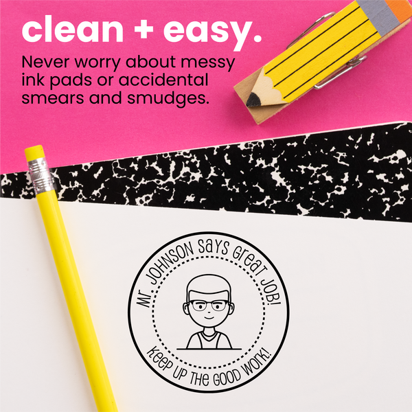 Custom Great Job Round Avatar Teacher Stamp