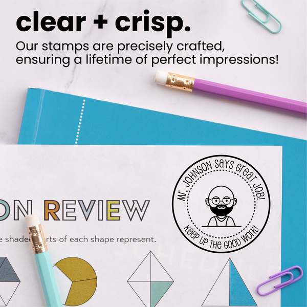 Custom Great Job Round Avatar Teacher Stamp