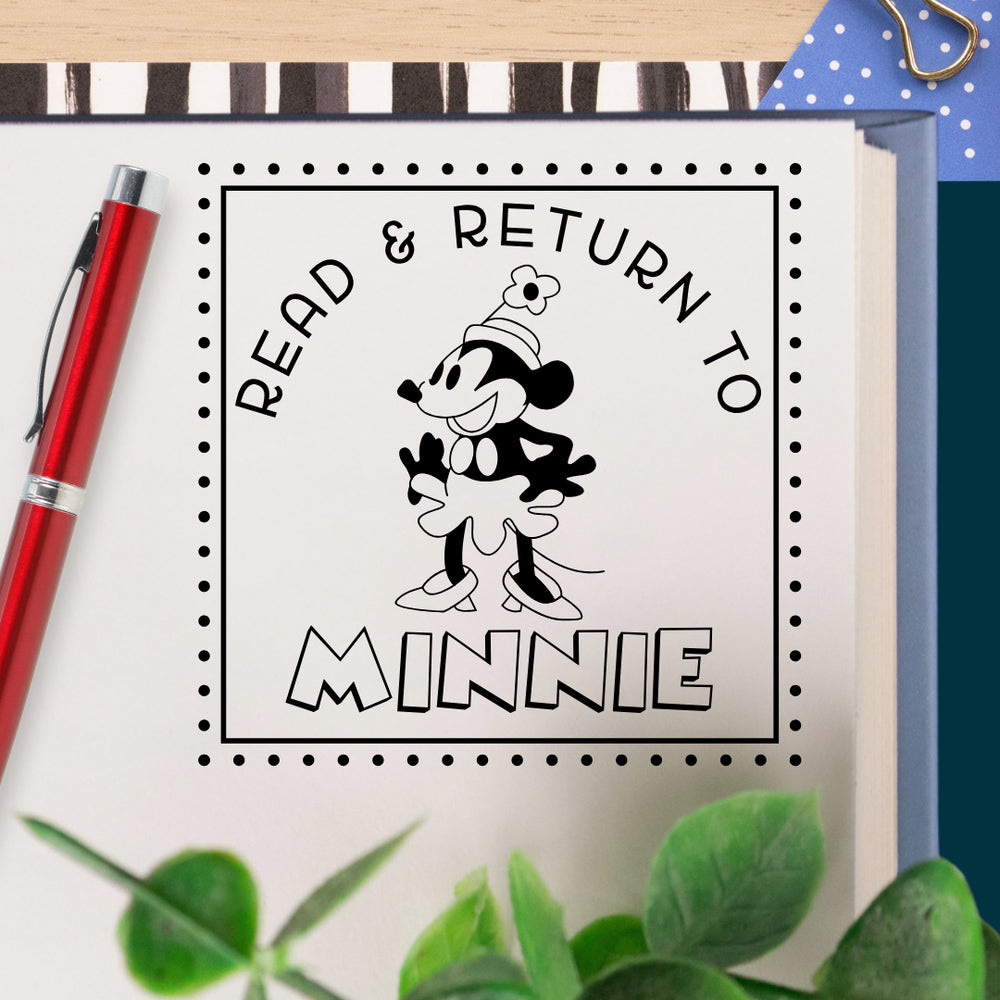 Minnie Reads Book Stamp