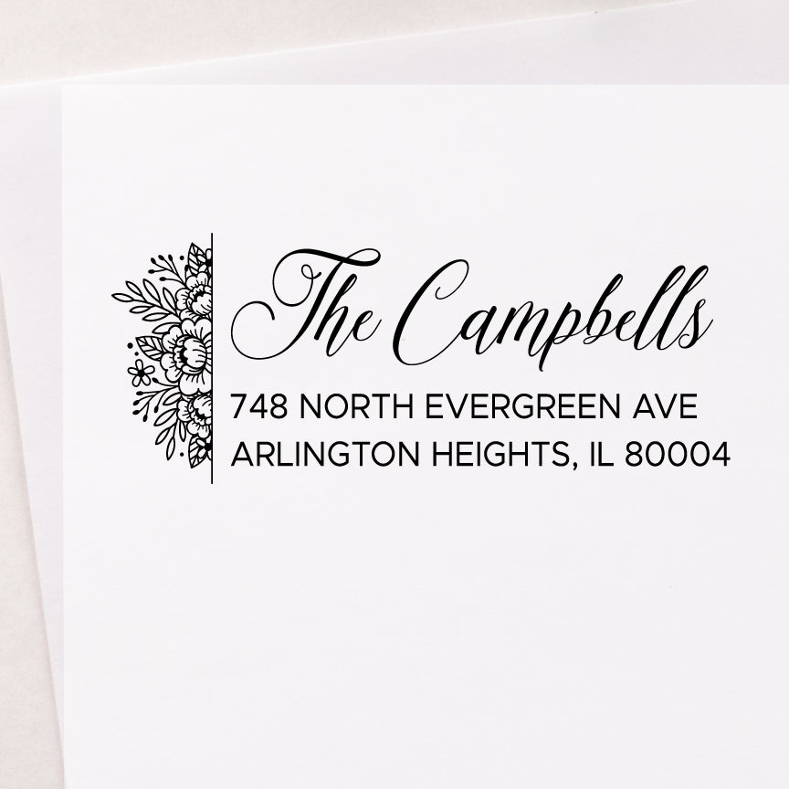 Bouquet Bracket Address Stamp