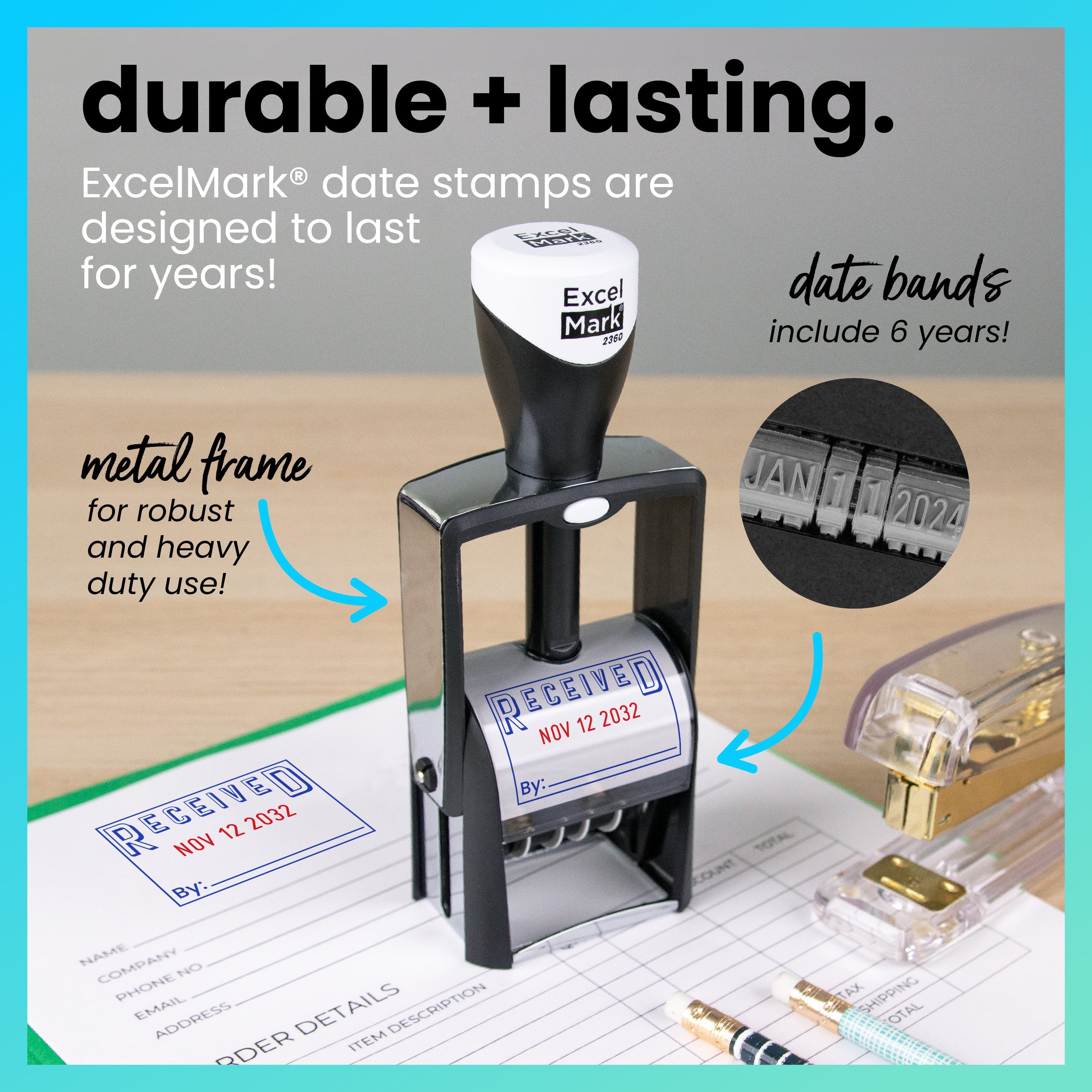 Time Stamp Sampling Examples 12-year Date Band Stamp Heavy Duty Office With Paid - Self-Inking Dater ...