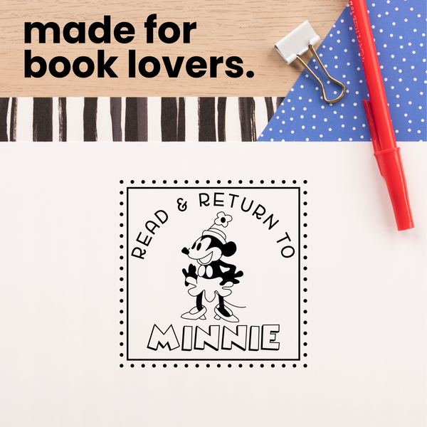 Minnie Reads Book Stamp