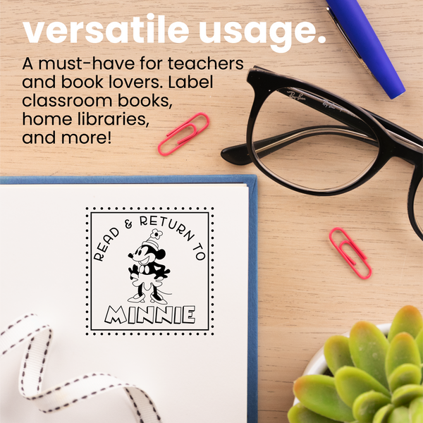 Minnie Reads Book Stamp