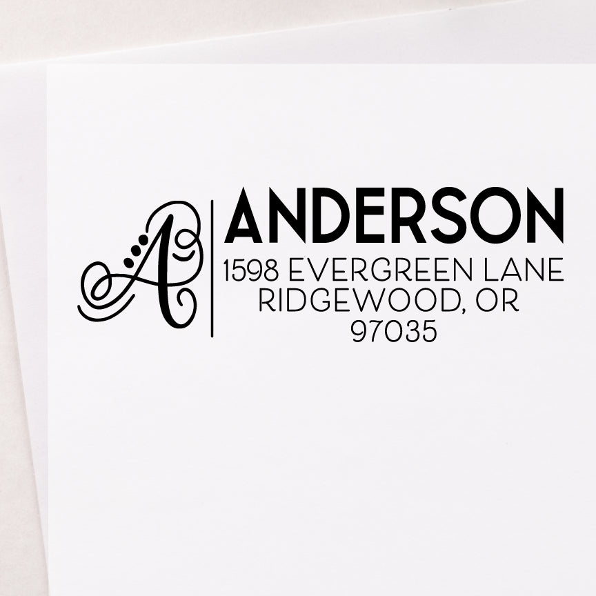 Script Swirl Monogram Address Stamp