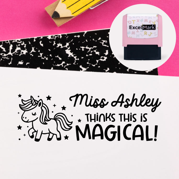 Puns of Praise Unicorn Teacher Stamp
