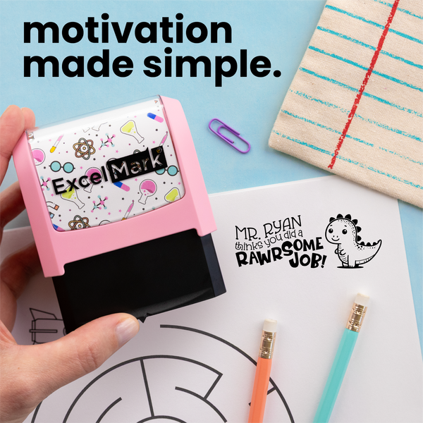 Puns of Praise Dinosaur Teacher Stamp