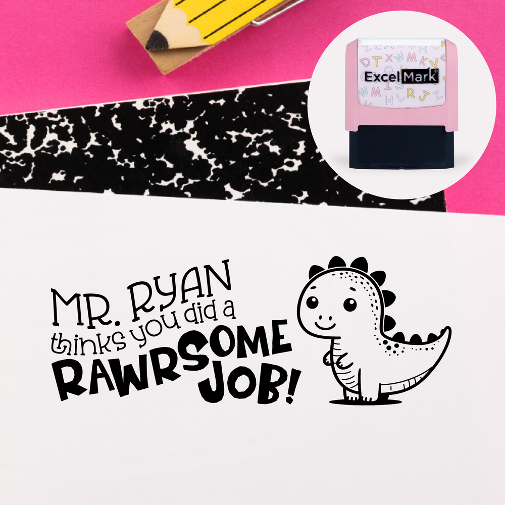 Puns of Praise Dinosaur Teacher Stamp