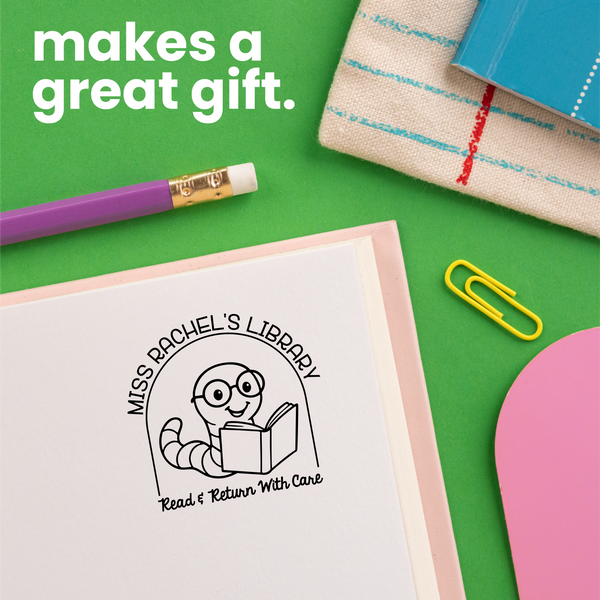Book Buddies Worm Library Stamp