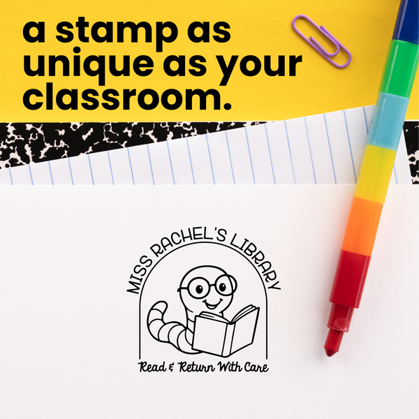 Book Buddies Worm Library Stamp