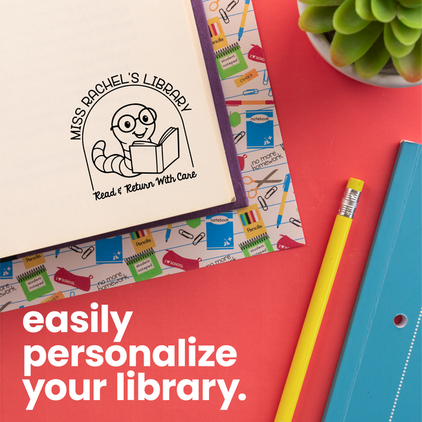 Book Buddies Worm Library Stamp