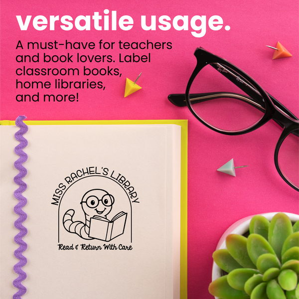 Book Buddies Worm Library Stamp