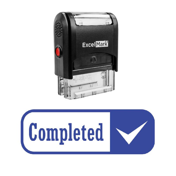 Round Box Checkmark COMPLETED Stamp