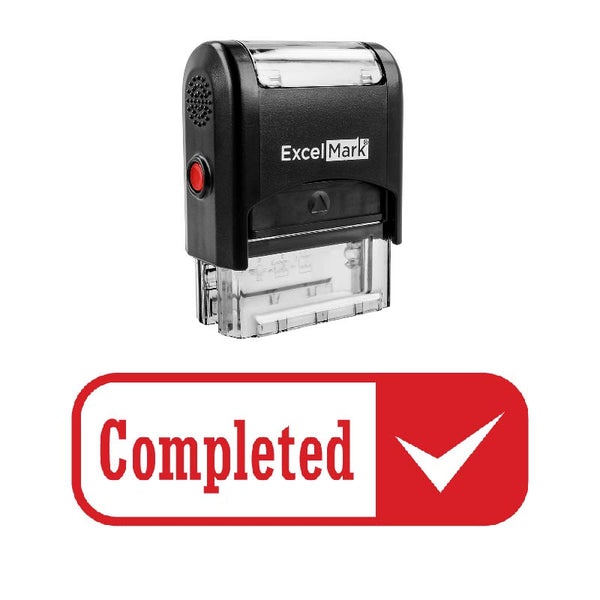 Round Box Checkmark COMPLETED Stamp