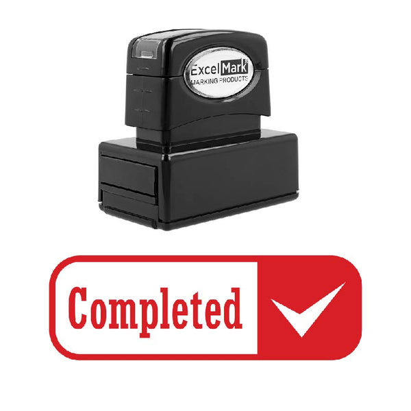 Round Box Checkmark COMPLETED Stamp