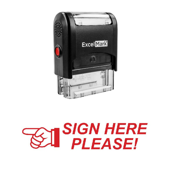Left SIGN HERE PLEASE! Stamp
