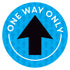 Blue One Way Only Arrow Floor Decal