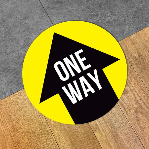 Yellow One Way Arrow Floor Decal