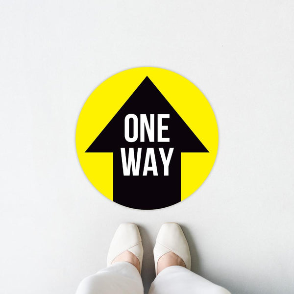 Yellow One Way Arrow Floor Decal