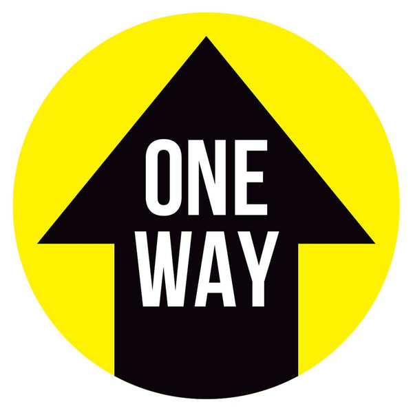 Yellow One Way Arrow Floor Decal