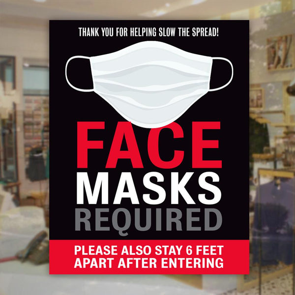 Face Masks Required & Six Feet Apart Decal