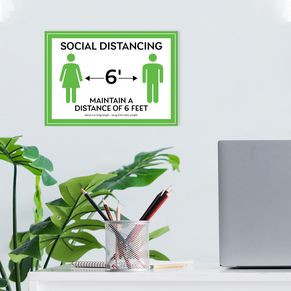 6ft Distance Line Sign Maintain A Distance of Six Feet Sign | ExcelMark