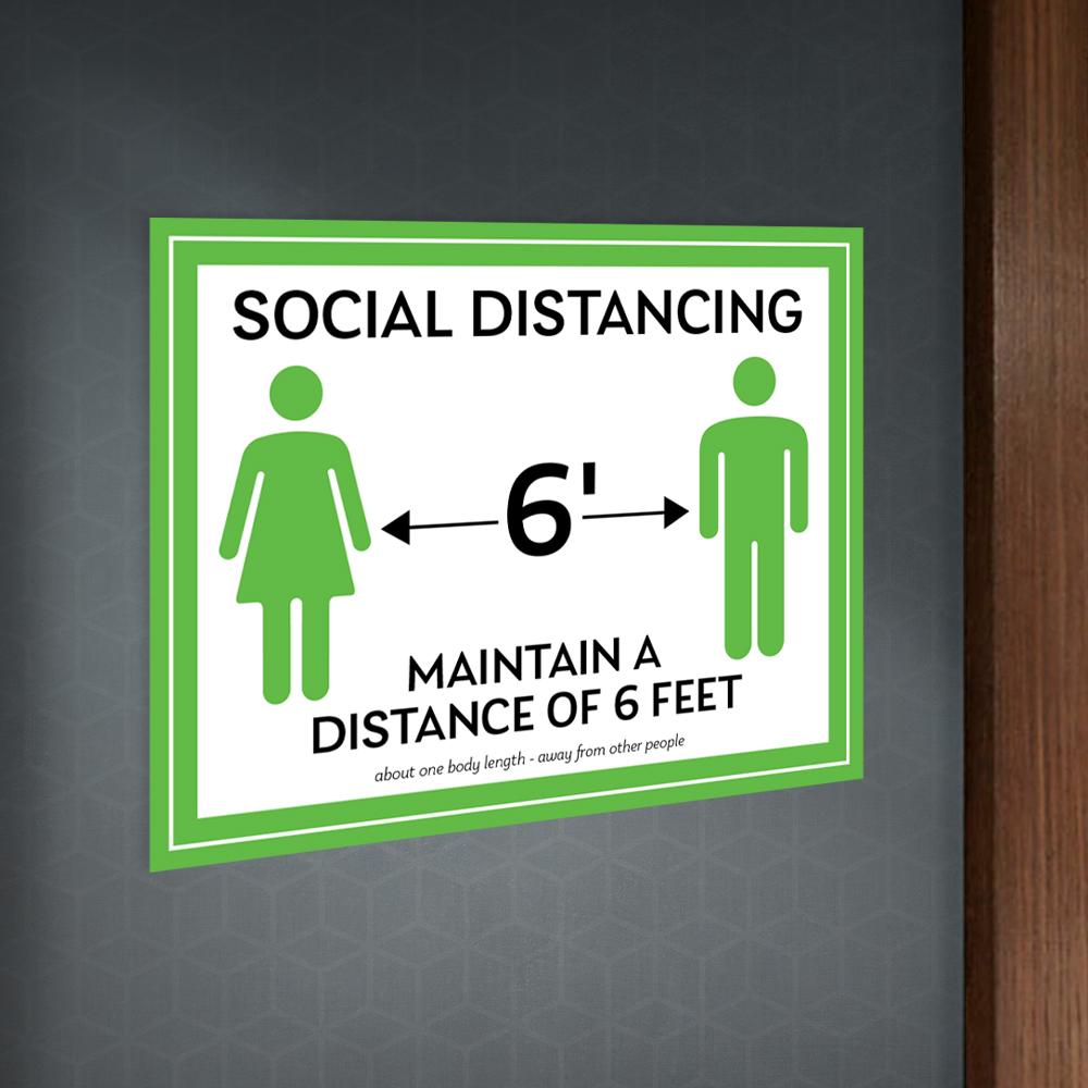 6ft Distance Line Sign Maintain A Distance of Six Feet Sign | ExcelMark